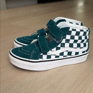 Vans Kids Green and White Checkerboard Sneakers